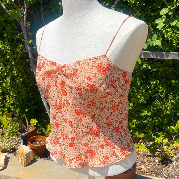 2000s Ann Taylor floral silk cami top - Picture 2 of 4
